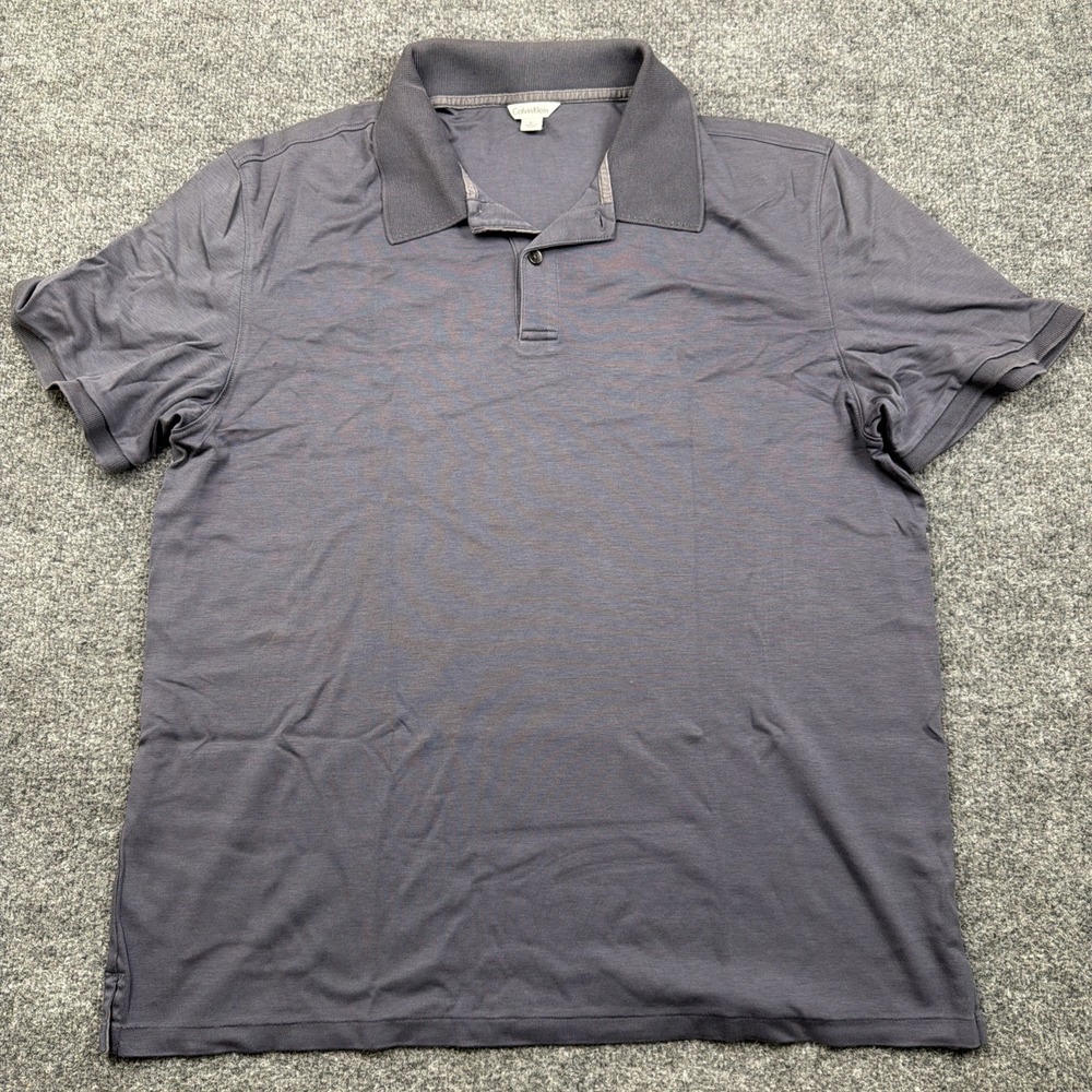 Calvin Klein Polo Shirt‎ Mens Large Blue Short Sleeve 100% Cotton SOFT